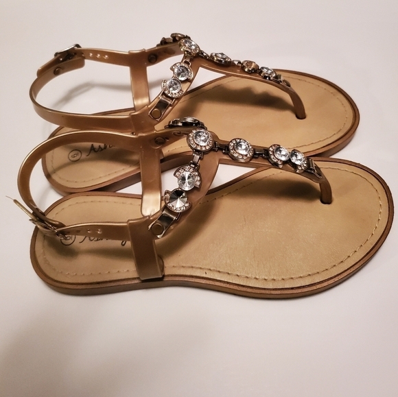 Ashley Blue Shoes - Ashley Blue women's sandals gold size 6